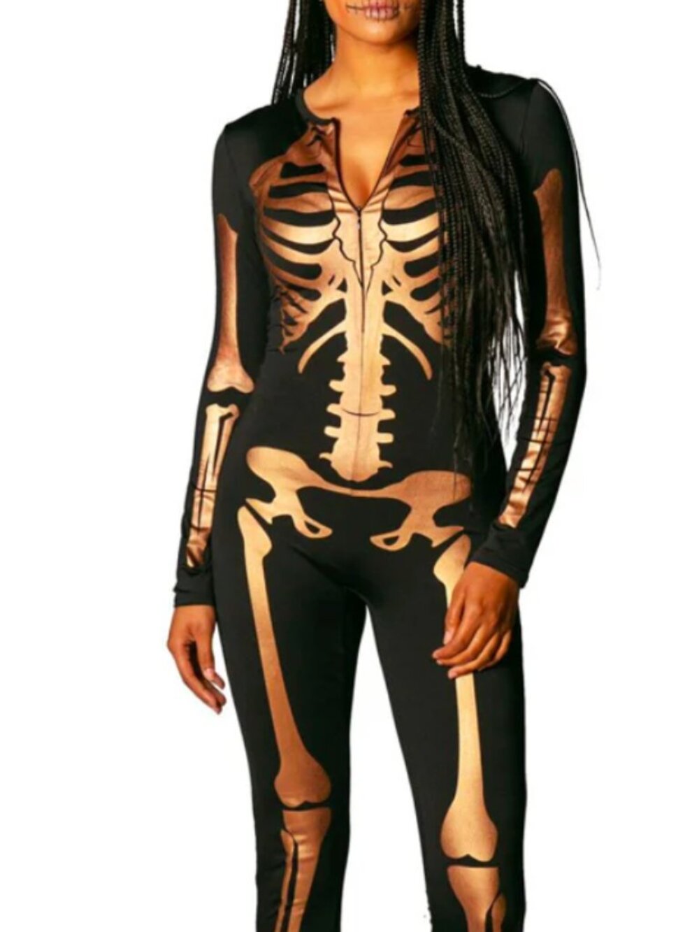 Tipsy Clves Gold Skeleton Bodysuit Costume Size Small